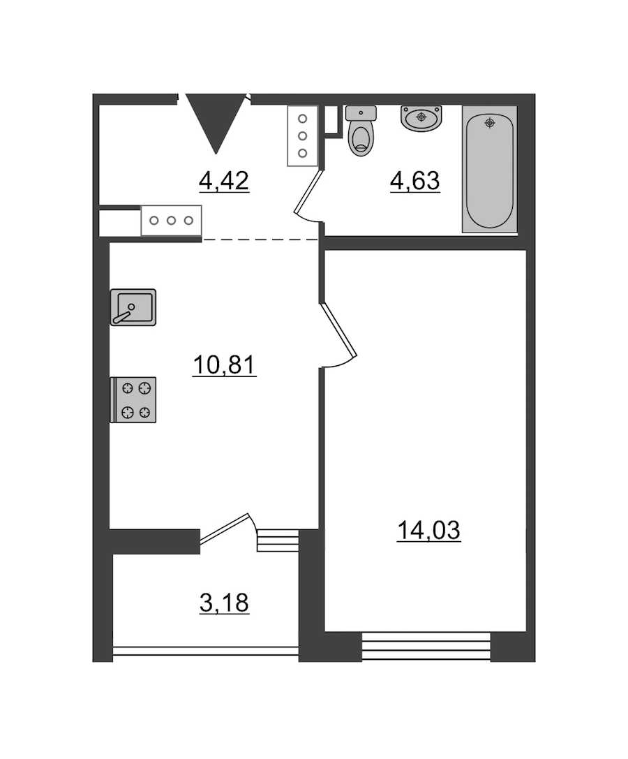 Однокомнатная квартира в : площадь 33.89 м2 , этаж: 8 – купить в Санкт-Петербурге